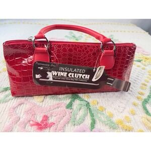Primeware Red Croc Insulated Wine Clutch Bag with Corkscrew 3022